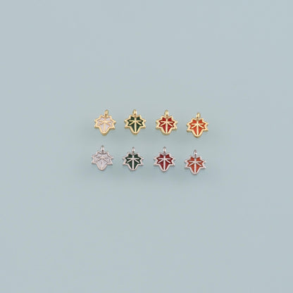 Gold Maple Leaf Charms,18K Gold Filled Maple Leaf Pendant,Enamel Leaf Charm Bracelet Necklace for DIY Jewelry Making Supply