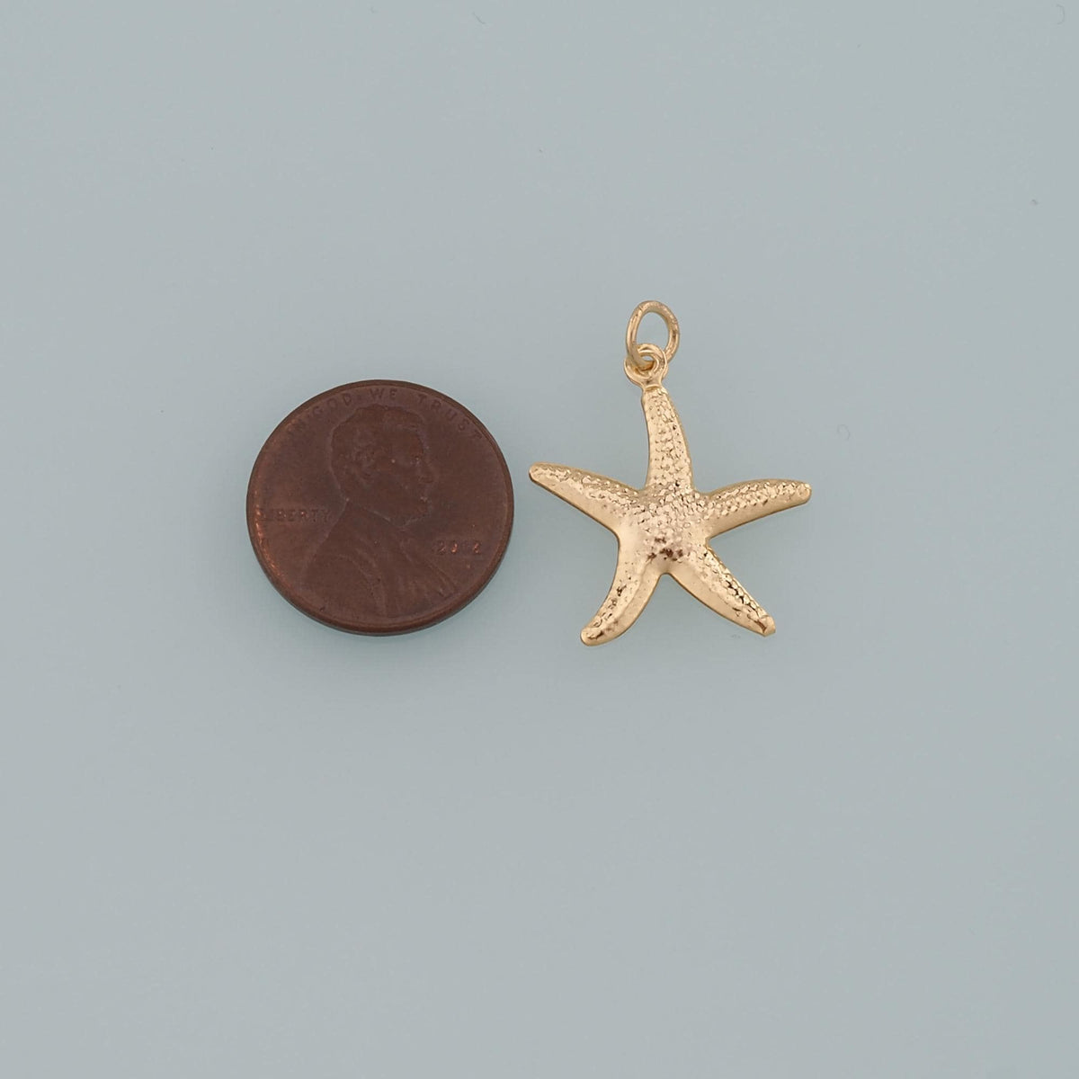 Gold Starfish Charms,18K Gold Filled Sea Star Pendant,Starfish Charm Bracelet Necklace for DIY Jewelry Making Supply