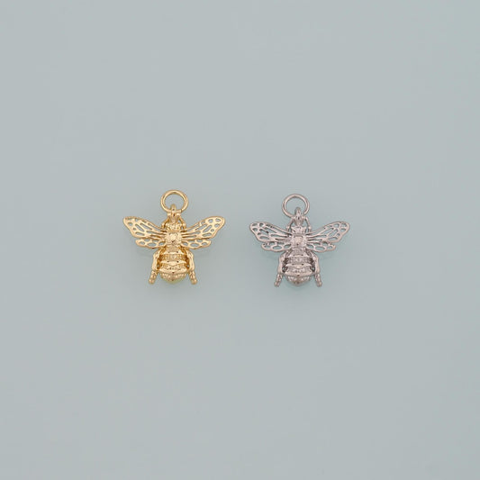 Gold Insect Charms,18K Gold Filled Bee Pendant,Dainty Bee Charm Bracelet Necklace for DIY Jewelry Making Supply