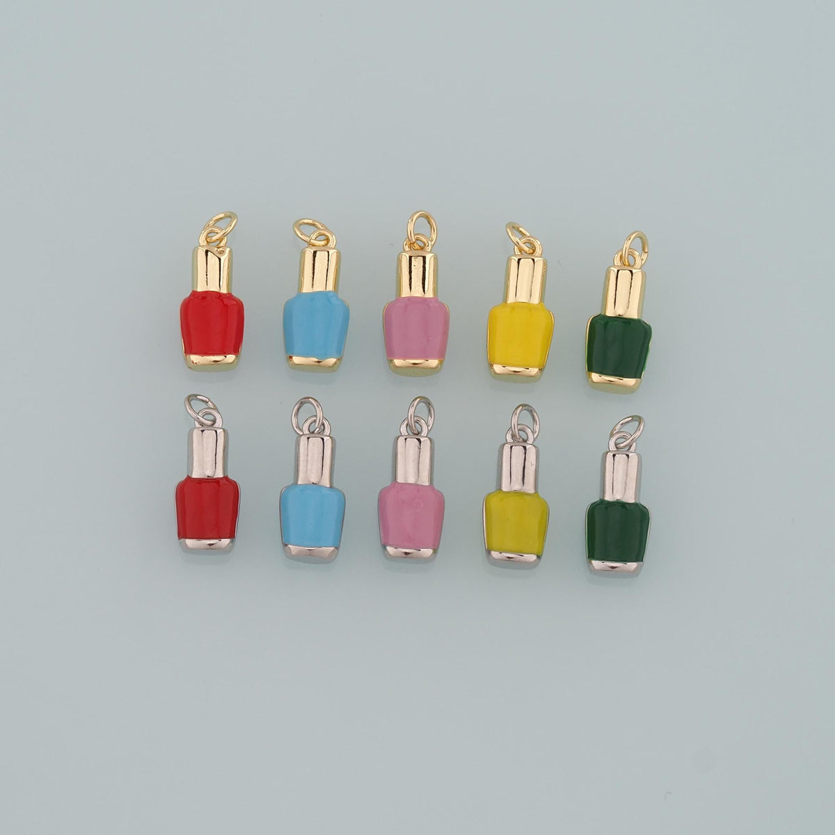 Gold Manicure Charms,18K Gold Filled Nail Polish Pendant,Enamel Nail Polish Charm Bracelet Necklace for DIY Jewelry Making Su