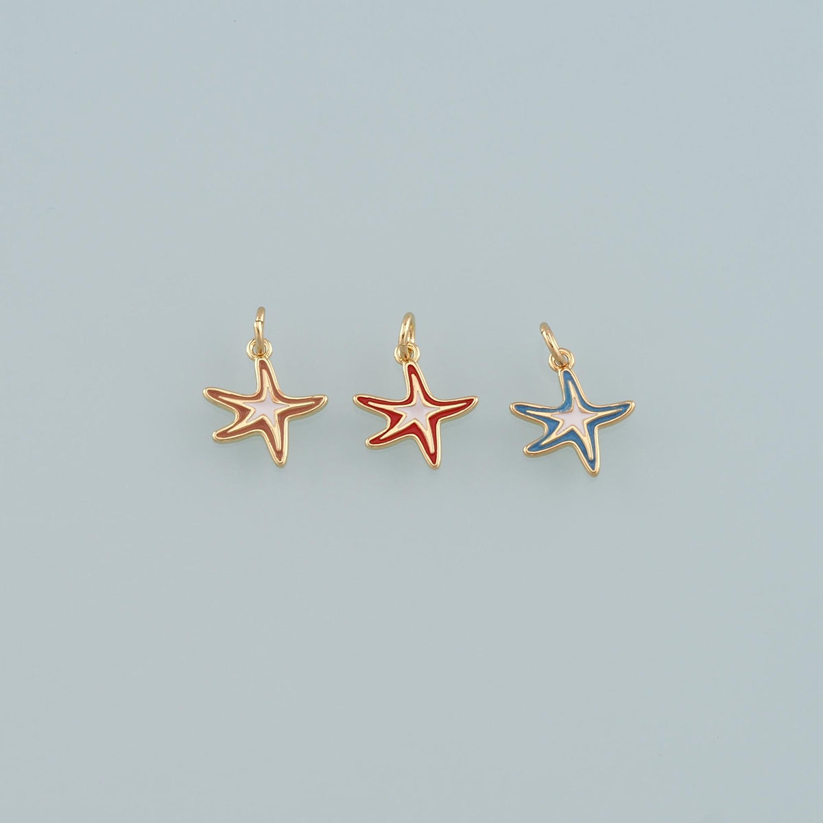 Gold Starfish Charms,18K Gold Filled Sea Star Pendant,Enamel Starfish Charm Bracelet Necklace for DIY Jewelry Making Supply