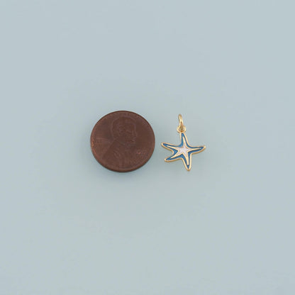 Gold Starfish Charms,18K Gold Filled Sea Star Pendant,Enamel Starfish Charm Bracelet Necklace for DIY Jewelry Making Supply
