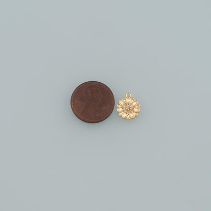Gold Flower Charms,18K Gold Filled Flower Pendant,CZ Micro Pave Flower Charm Bracelet Necklace for DIY Jewelry Making Supply