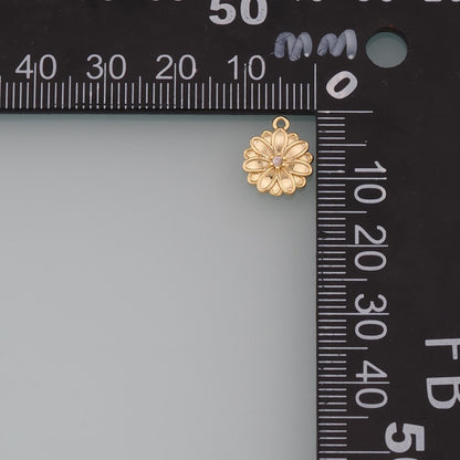 18K Gold Filled Flower CZ Charm Pendant for Jewelry Making