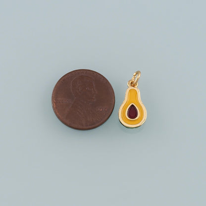 Gold Fruit Charms,18K Gold Filled Avocado Pendant,Enamel Avocado Charm Bracelet Necklace for DIY Jewelry Making Supply
