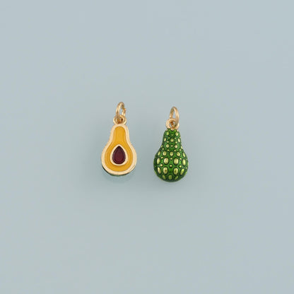 Gold Fruit Charms,18K Gold Filled Avocado Pendant,Enamel Avocado Charm Bracelet Necklace for DIY Jewelry Making Supply