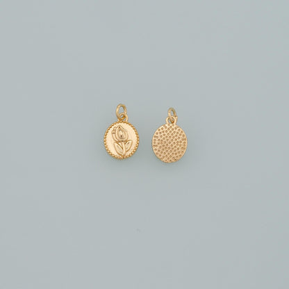 18K Gold Filled Tulip Pendant,Dainty Flower Charm Bracelet Necklace for DIY Jewelry Making Supply
