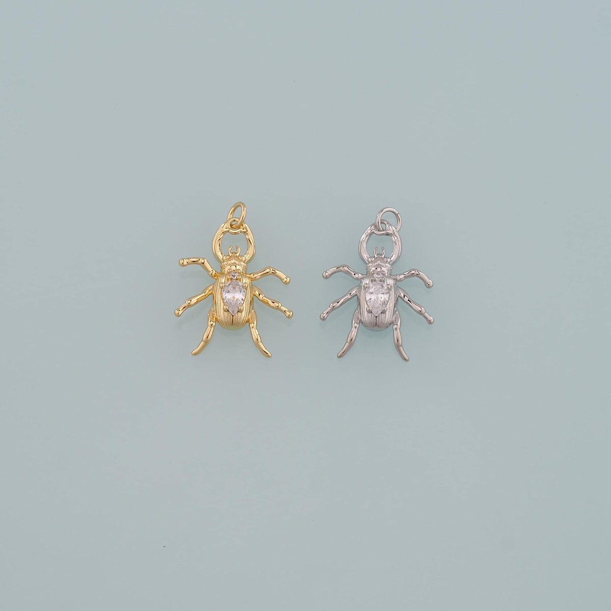Gold Beetle Charms,18K Gold Filled Beetle Pendant,Insect Charm Bracelet Necklace for DIY Jewelry Making Supply