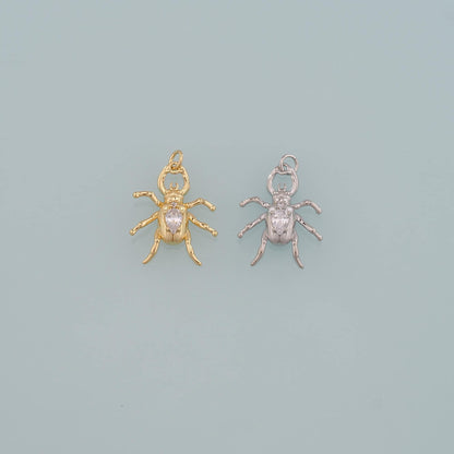 Gold Beetle Charms,18K Gold Filled Beetle Pendant,Insect Charm Bracelet Necklace for DIY Jewelry Making Supply