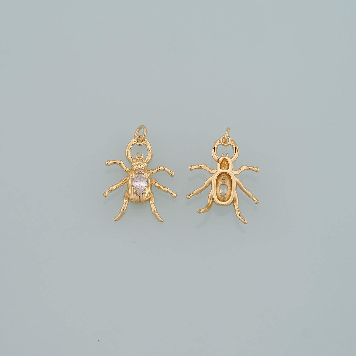 Gold Beetle Charms,18K Gold Filled Beetle Pendant,Insect Charm Bracelet Necklace for DIY Jewelry Making Supply