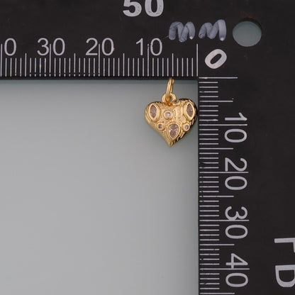 Gold Heart Charms,18K Gold Filled Heart Pendant,CZ Micro Pave Heart Charm Bracelet Necklace for DIY Jewelry Making Supply