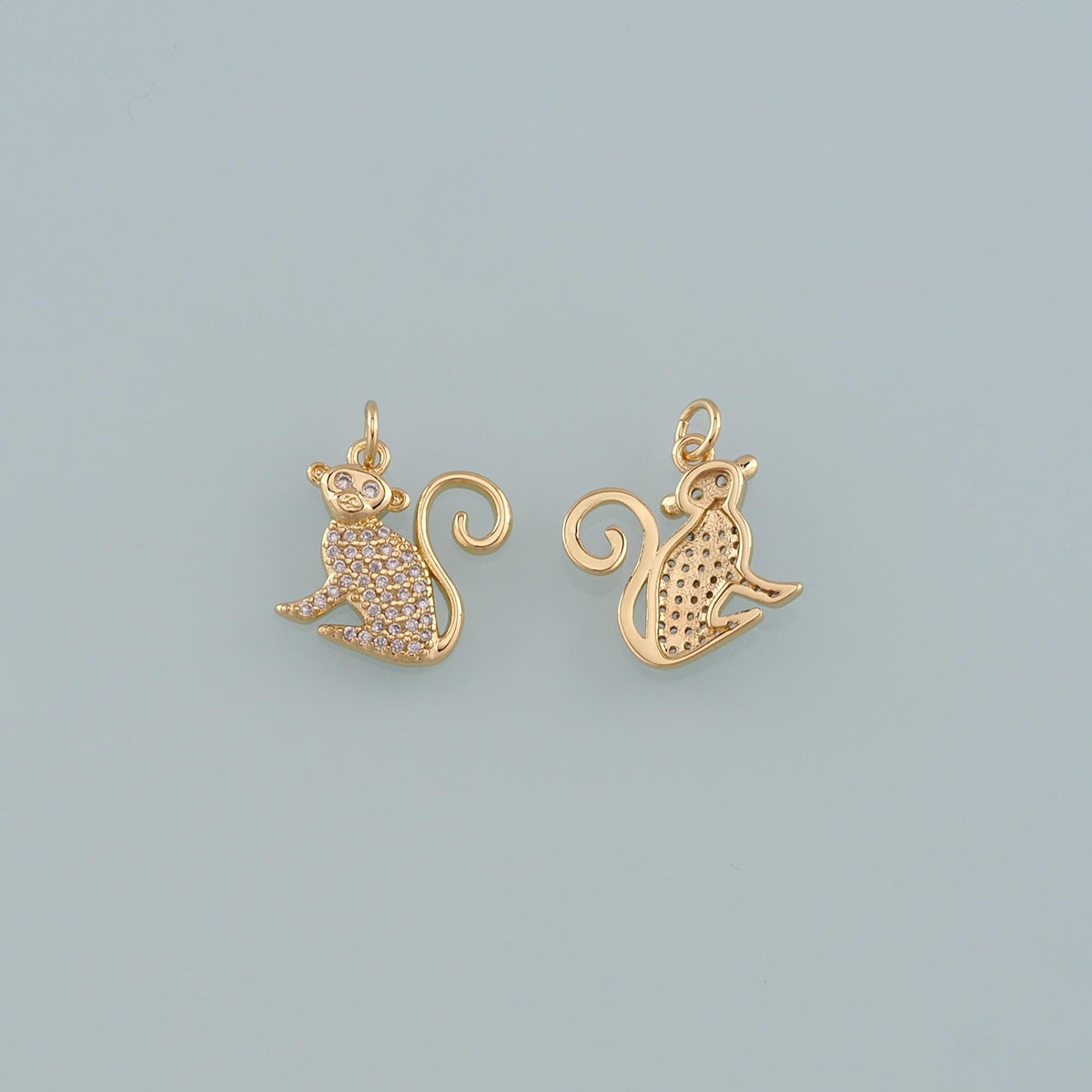 Gold Zoo Charms,18K Gold Filled Monkey Pendant,CZ Micro Pave Monkey Charm Bracelet Necklace for DIY Jewelry Making Supply
