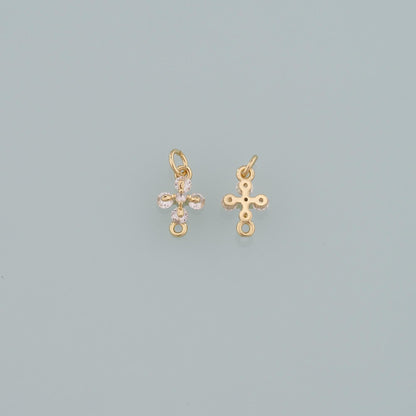 Gold Cross Charms,18K Gold Filled Cross Pendant,CZ Micro Pave Religion Charm Bracelet Necklace for DIY Jewelry Making Supply
