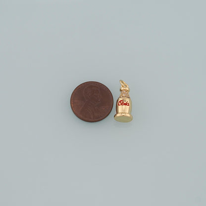 Gold Drinks Charms,18K Gold Filled Cola Pendant,Enamel Cola Charm Bracelet Necklace for DIY Jewelry Making Supply