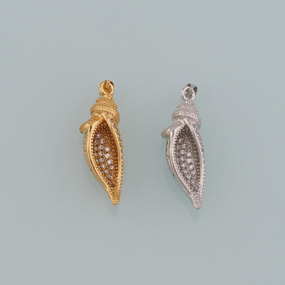 Gold Shell Charms,18K Gold Filled Conch Pendant,CZ Micro Pave Conch Shell Charm Bracelet Necklace for DIY Jewelry Making Supp