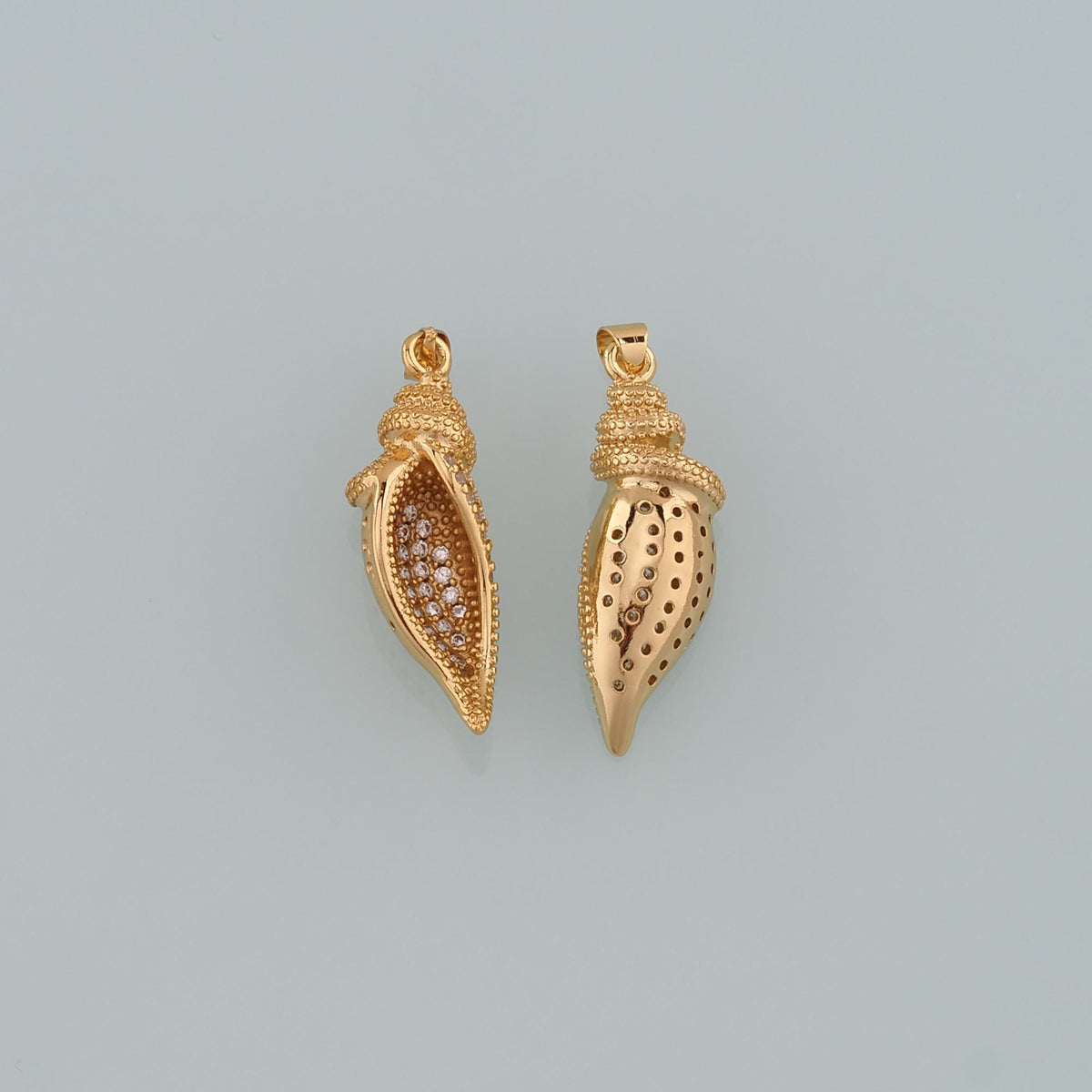 Gold Shell Charms,18K Gold Filled Conch Pendant,CZ Micro Pave Conch Shell Charm Bracelet Necklace for DIY Jewelry Making Supp