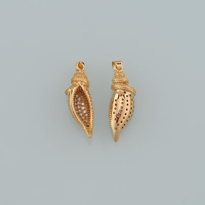 Gold Shell Charms,18K Gold Filled Conch Pendant,CZ Micro Pave Conch Shell Charm Bracelet Necklace for DIY Jewelry Making Supp