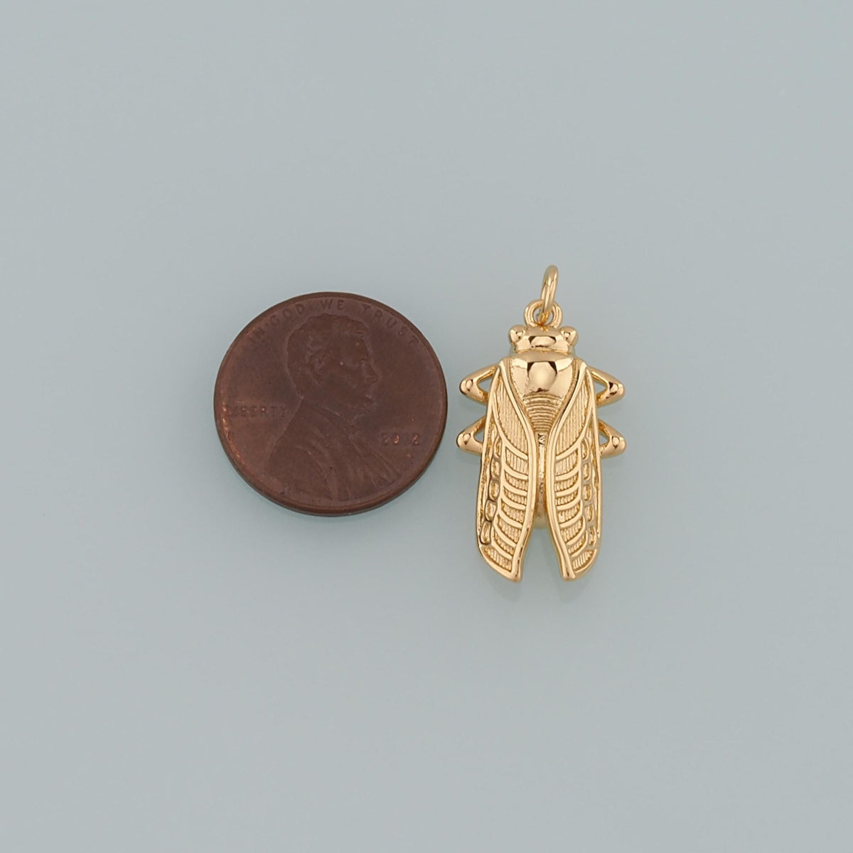 Gold Insect Charms,18K Gold Filled Cicada Pendant,Cicada Charm Bracelet Necklace for DIY Jewelry Making Supply
