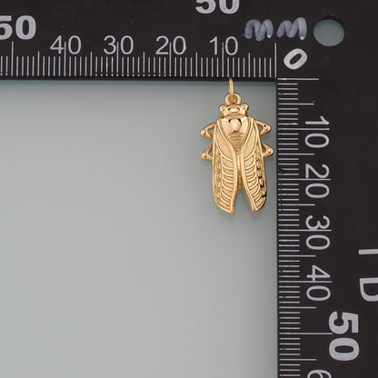 Gold Insect Charms,18K Gold Filled Cicada Pendant,Cicada Charm Bracelet Necklace for DIY Jewelry Making Supply