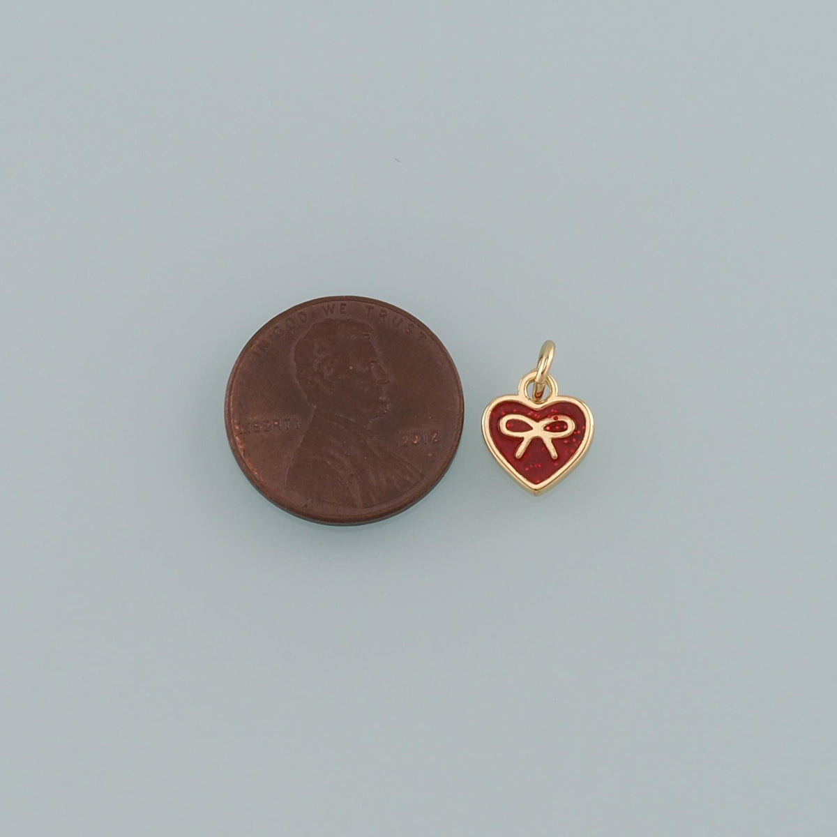 Gold Heart Charms,18K Gold Filled Heart Pendant,Enamel Bow Charm Bracelet Necklace for DIY Jewelry Making Supply