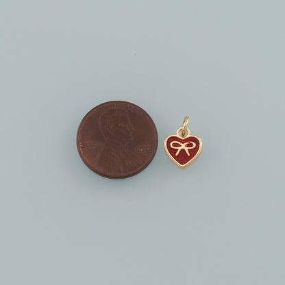 Gold Heart Charms,18K Gold Filled Heart Pendant,Enamel Bow Charm Bracelet Necklace for DIY Jewelry Making Supply
