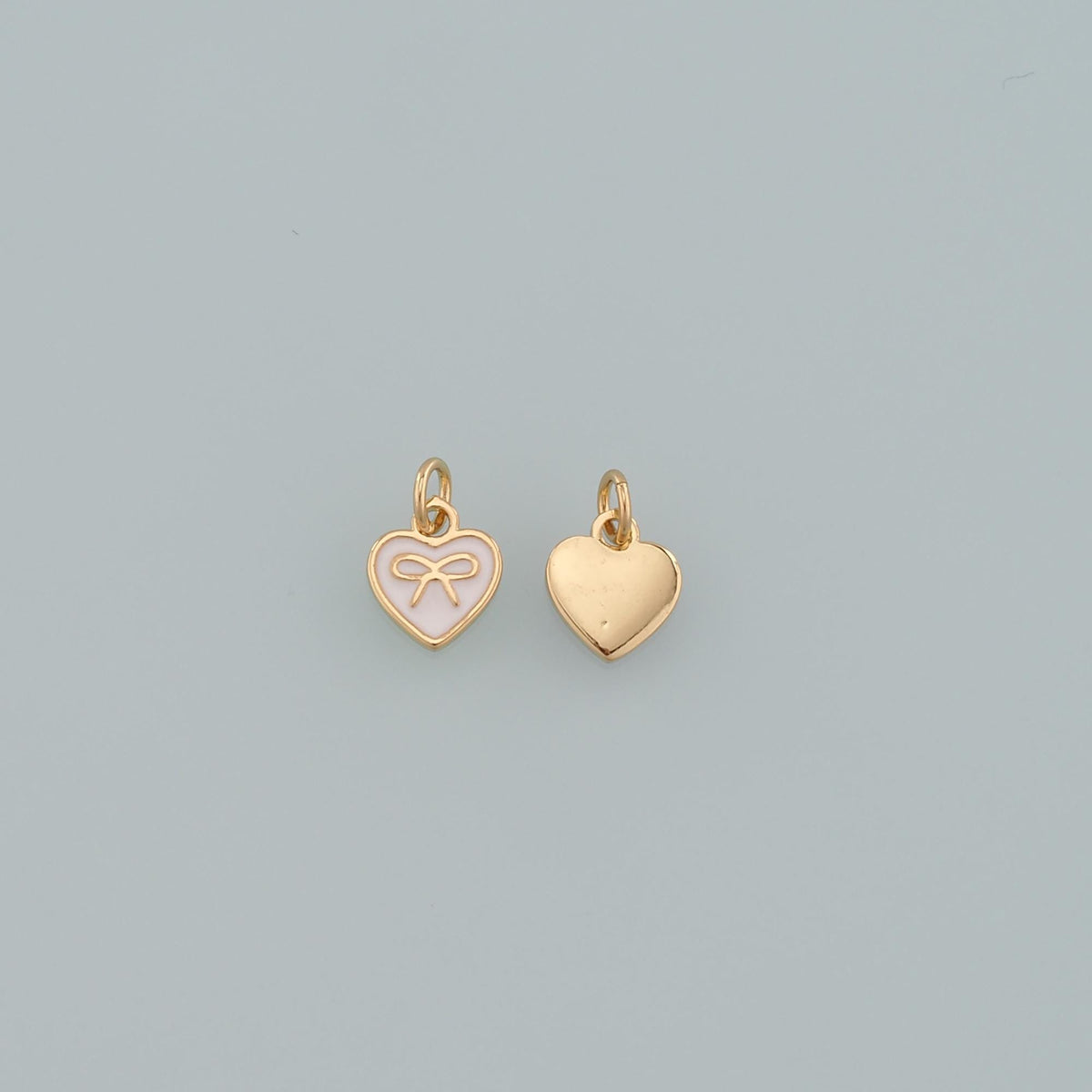 Gold Heart Charms,18K Gold Filled Heart Pendant,Enamel Bow Charm Bracelet Necklace for DIY Jewelry Making Supply