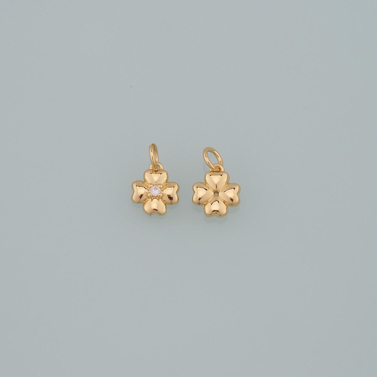 Gold Flower Charms,18K Gold Filled Flower Pendant,CZ Micro Pave Flower Charm Bracelet Necklace for DIY Jewelry Making Supply
