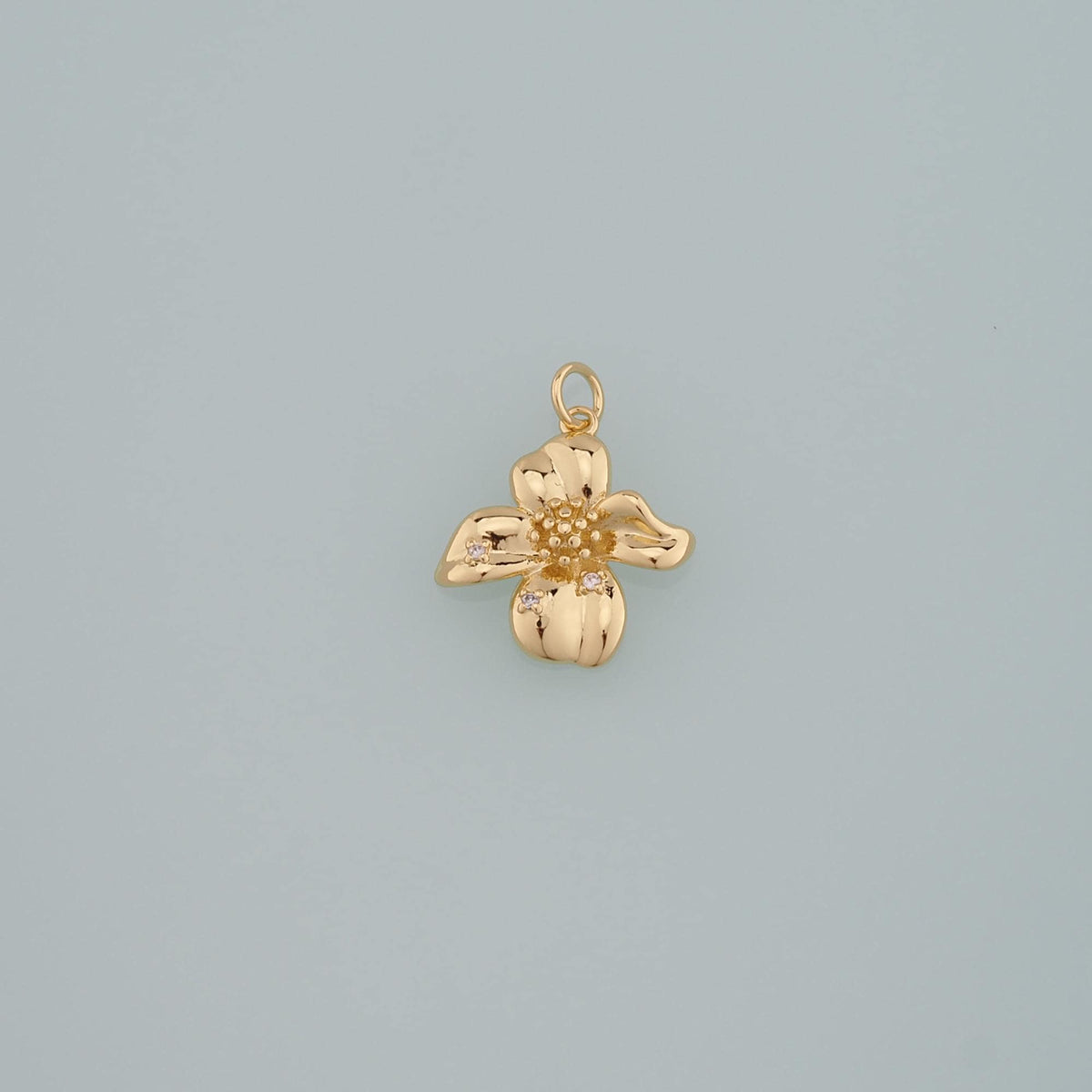 18K Gold Filled Cubic Zirconia Flower Charm Pendant for Jewelry Making
