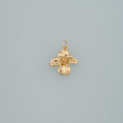 18K Gold Filled Cubic Zirconia Flower Charm Pendant for Jewelry Making