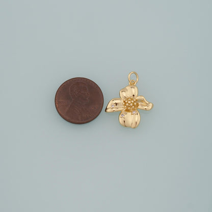 18K Gold Filled Cubic Zirconia Flower Charm Pendant for Jewelry Making