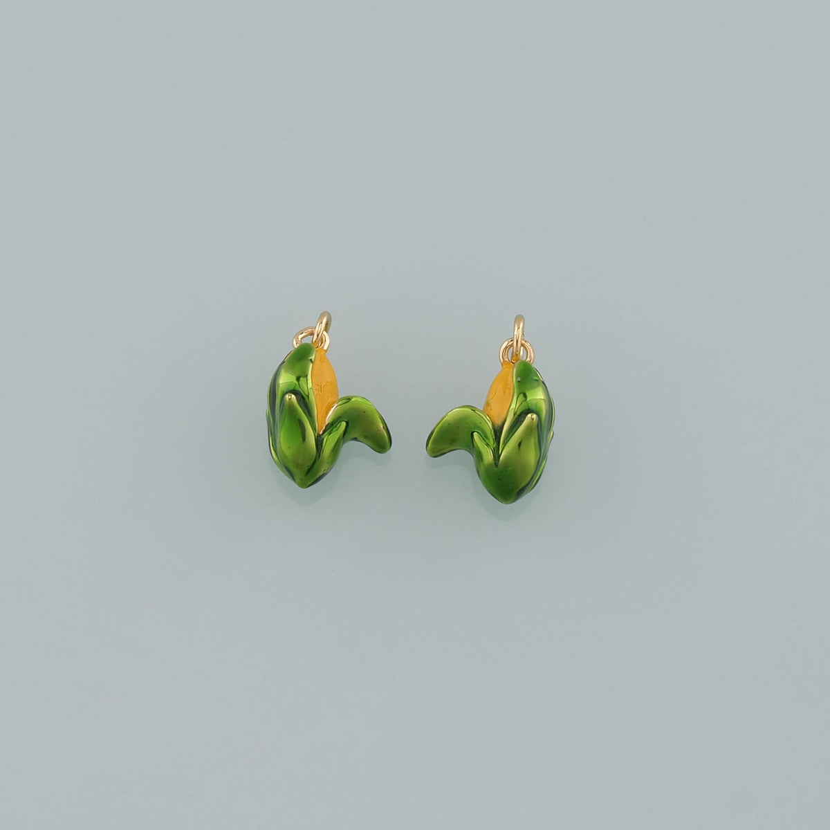 Gold Vegetable Charms,18K Gold Filled Corn Pendant,Enamel Corn Charm Bracelet Necklace for DIY Jewelry Making Supply