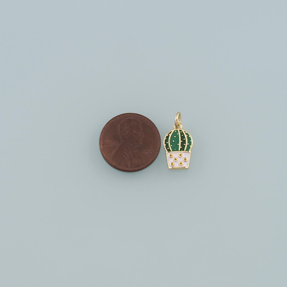 Gold Cactus Charms,18K Gold Filled Cactus Pendant,Enamel Desert Charm Bracelet Necklace for DIY Jewelry Making Supply