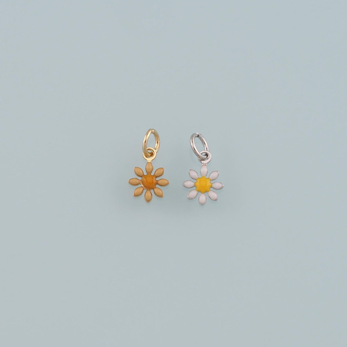 Gold Flower Charms,18K Gold Filled Flower Pendant,Enamel Flower Charm Bracelet Necklace for DIY Jewelry Making Supply