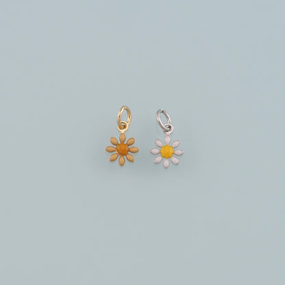 Gold Flower Charms,18K Gold Filled Flower Pendant,Enamel Flower Charm Bracelet Necklace for DIY Jewelry Making Supply