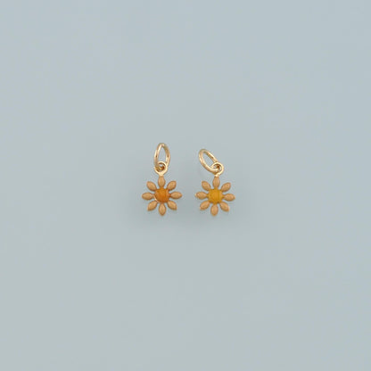 Gold Flower Charms,18K Gold Filled Flower Pendant,Enamel Flower Charm Bracelet Necklace for DIY Jewelry Making Supply