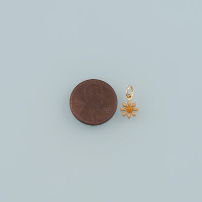 Gold Flower Charms,18K Gold Filled Flower Pendant,Enamel Flower Charm Bracelet Necklace for DIY Jewelry Making Supply