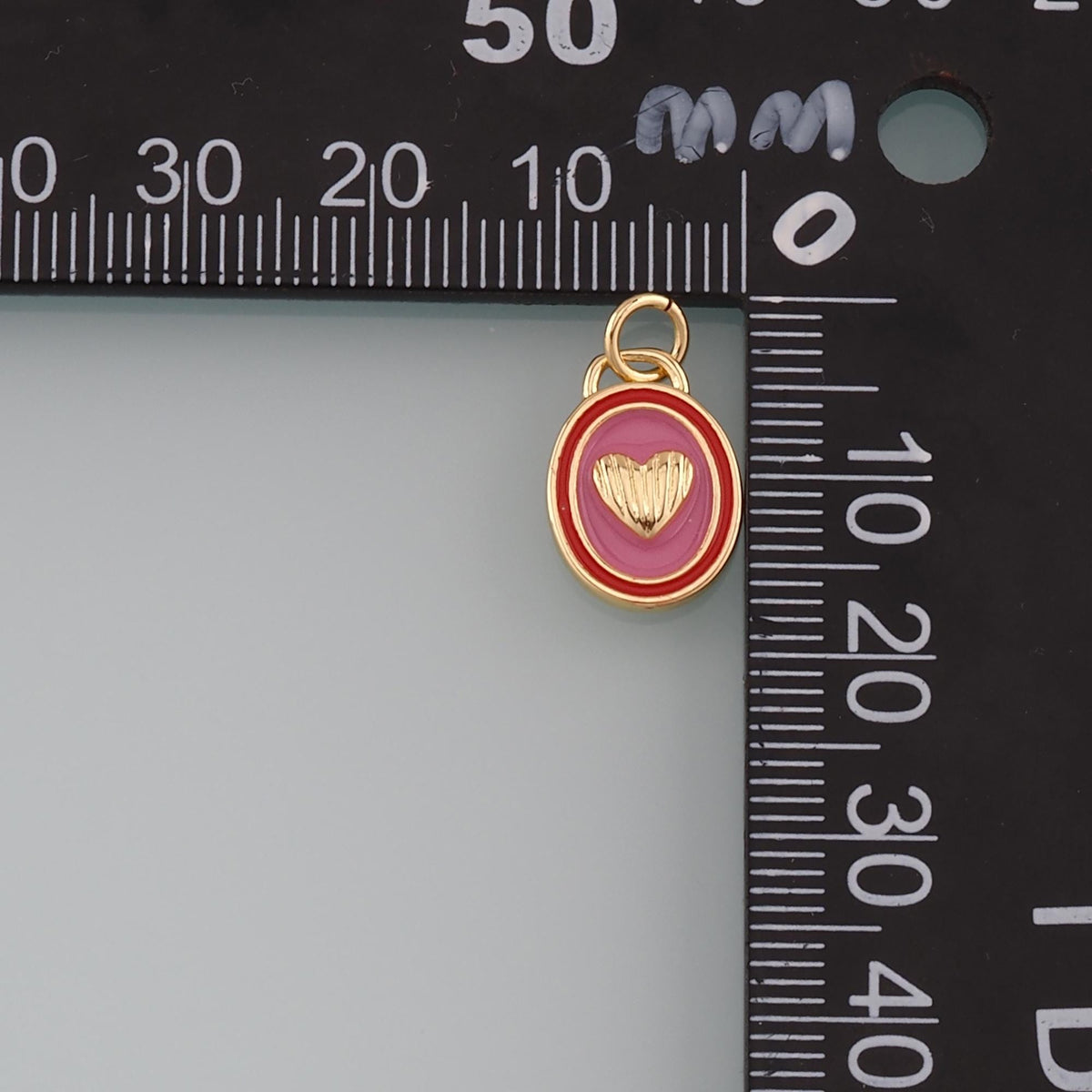 Gold Heart Charms,18K Gold Filled Heart Pendant,Enamel Heart Charm Bracelet Necklace for DIY Jewelry Making Supply