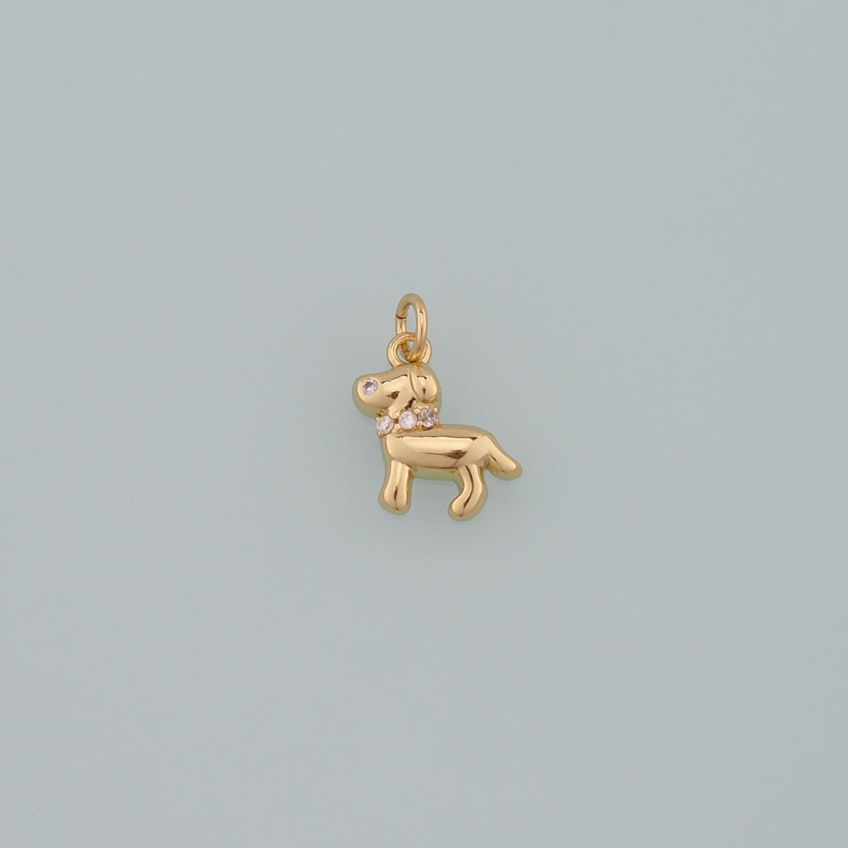 18K Gold Filled Cubic Zirconia Dog Charm Pendant for Jewelry Making