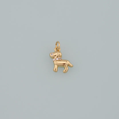 18K Gold Filled Cubic Zirconia Dog Charm Pendant for Jewelry Making