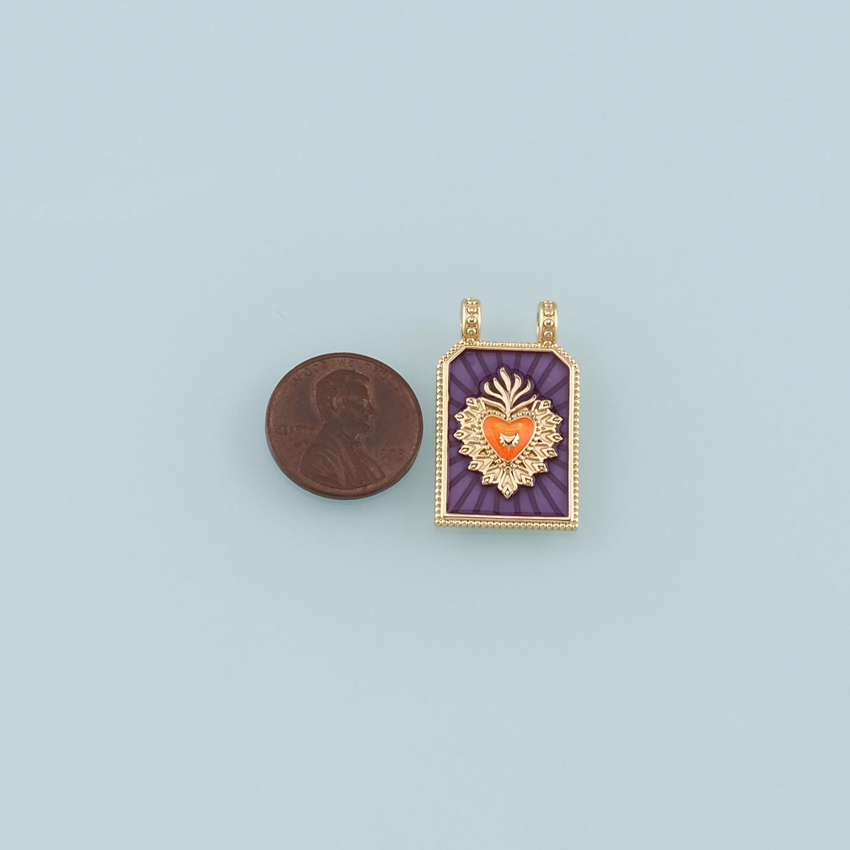 18K Gold Filled Enamel Heart Charm Pendant for Jewelry Making