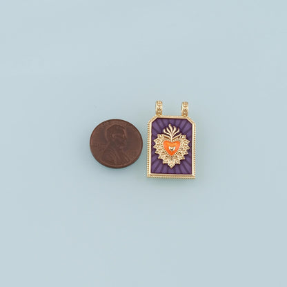 18K Gold Filled Enamel Heart Charm Pendant for Jewelry Making
