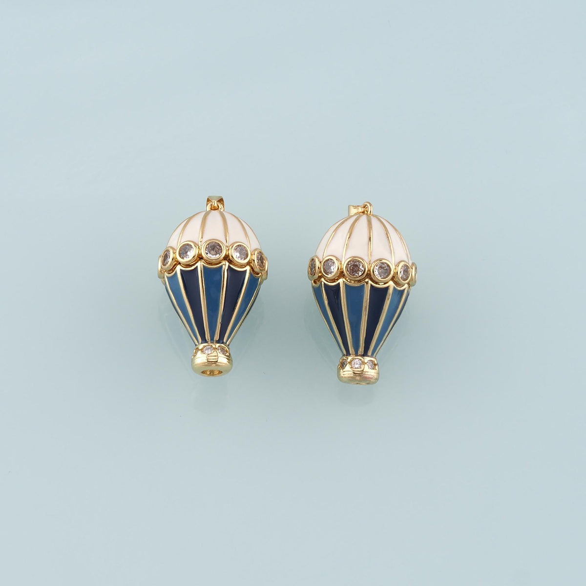 18K Gold Filled Hot air balloon Pendant,Enamel Hot air balloon Charm Bracelet Necklace for DIY Jewelry Making Supply