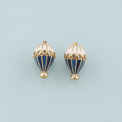 18K Gold Filled Hot air balloon Pendant,Enamel Hot air balloon Charm Bracelet Necklace for DIY Jewelry Making Supply