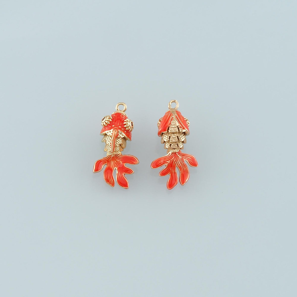 Gold Fish Charms,18K Gold Filled Fish Pendant,Enamel Ocean Charm Bracelet Necklace for DIY Jewelry Making Supply