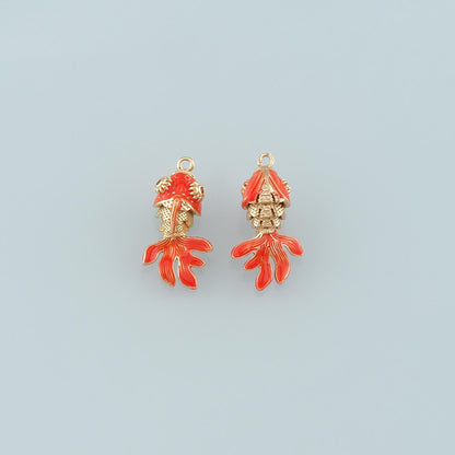 Gold Fish Charms,18K Gold Filled Fish Pendant,Enamel Ocean Charm Bracelet Necklace for DIY Jewelry Making Supply