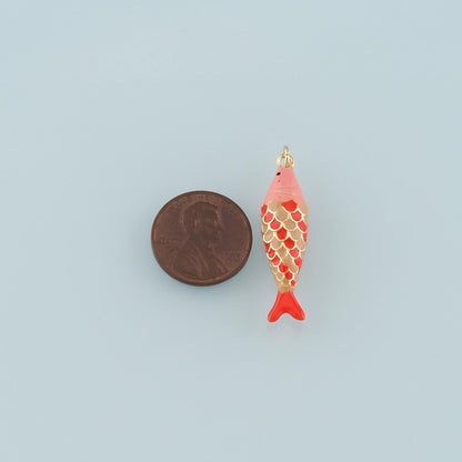 Gold Fish Charms,18K Gold Filled Fish Pendant,Enamel Ocean Charm Bracelet Necklace for DIY Jewelry Making Supply