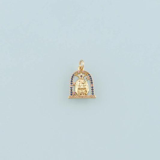 18K Gold Filled Princess Pendant,CZ Micro Pave Princess Charm Bracelet Necklace for DIY Jewelry Making Supply