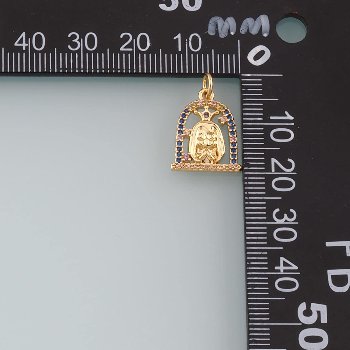 18K Gold Filled Princess Pendant,CZ Micro Pave Princess Charm Bracelet Necklace for DIY Jewelry Making Supply