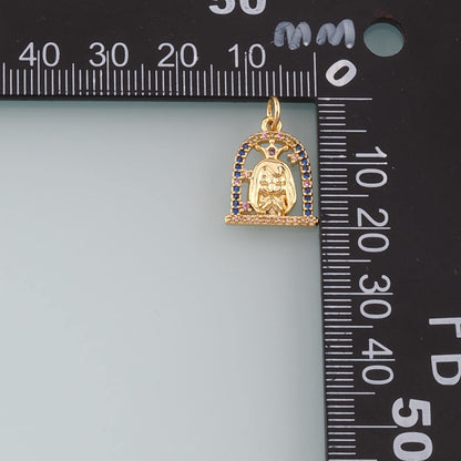 18K Gold Filled Princess Pendant,CZ Micro Pave Princess Charm Bracelet Necklace for DIY Jewelry Making Supply