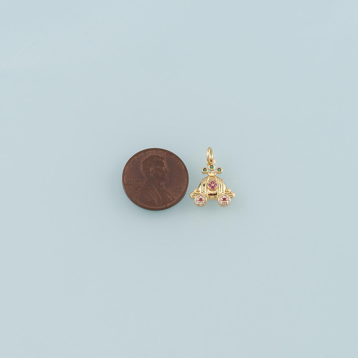 Gold Pumpkin Charms,18K Gold Filled Pumpkin cart Pendant,CZ Micro Pave Pumpkin cart Charm Bracelet Necklace for DIY Jewelry M